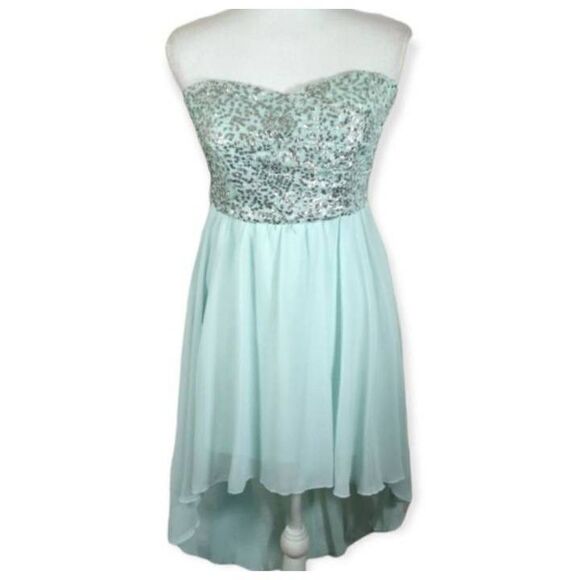 MINT SEQUIN BODICE STRAPLESS DRESS SZ.7 EUC. - Picture 1 of 5
